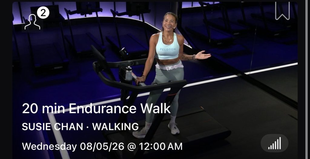 Endurance Walk Classes 20 minute session with Susie Chan on Peloton Tread