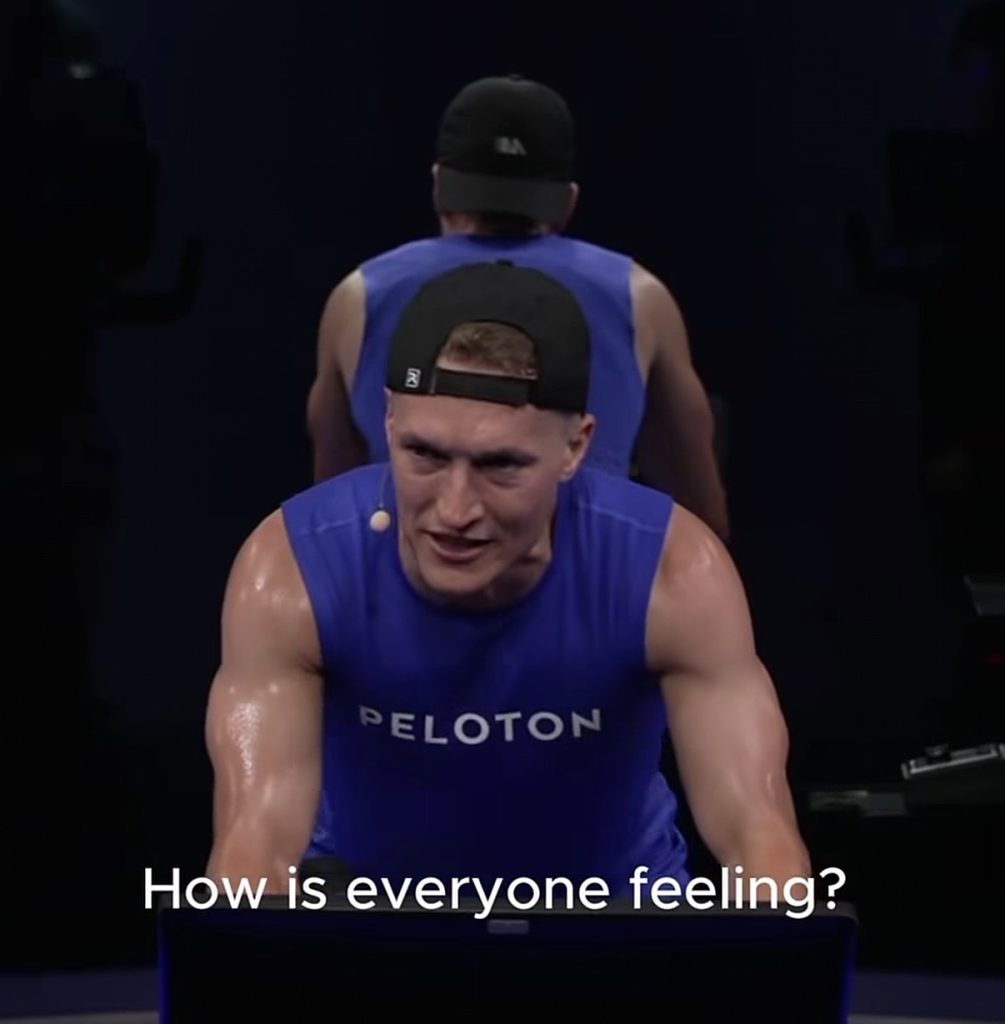 Peloton Triathlon schedule showing 30 minute Row, Ride, and Run
