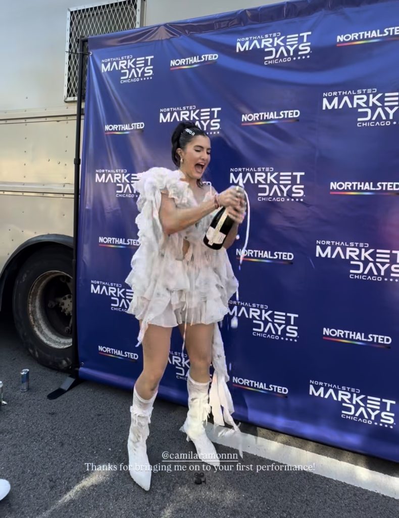 Camila Ramón celebrating after her first live performance