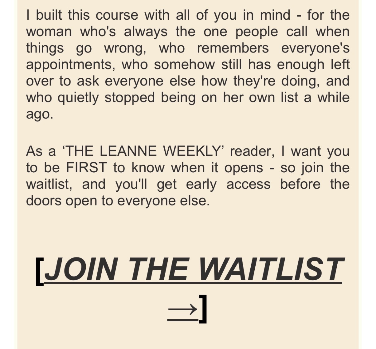 Leanne's Lead with the Light six-week course waitlist announcement laptop screen