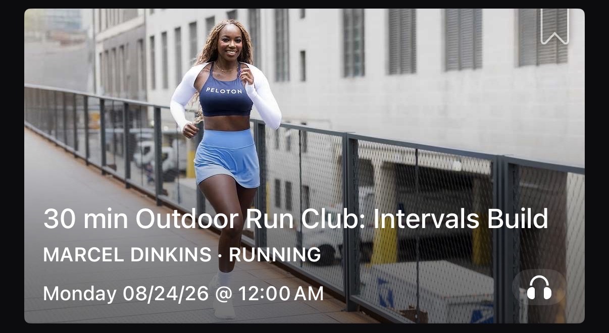 Peloton Outdoor Run Club Classes 30 minute Intervals Build with Marcel Dinkins