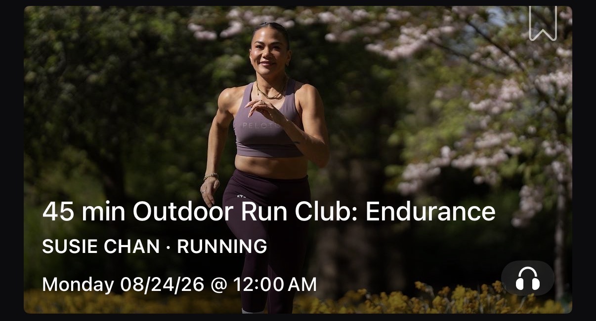 Peloton Outdoor Run Club Classes 45 minute Endurance run with Susie Chan