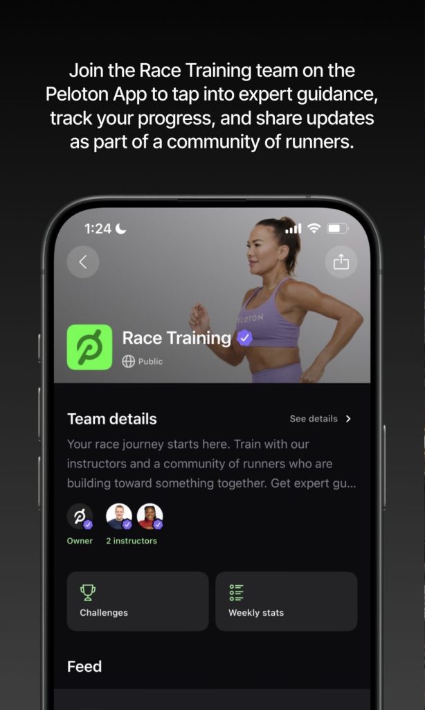 Peloton Outdoor Run Club Series Race Training team app screen