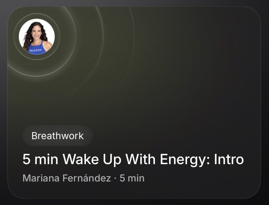 Mariana Fernandez Breathwrk program Intro class card showing a 5 minute session