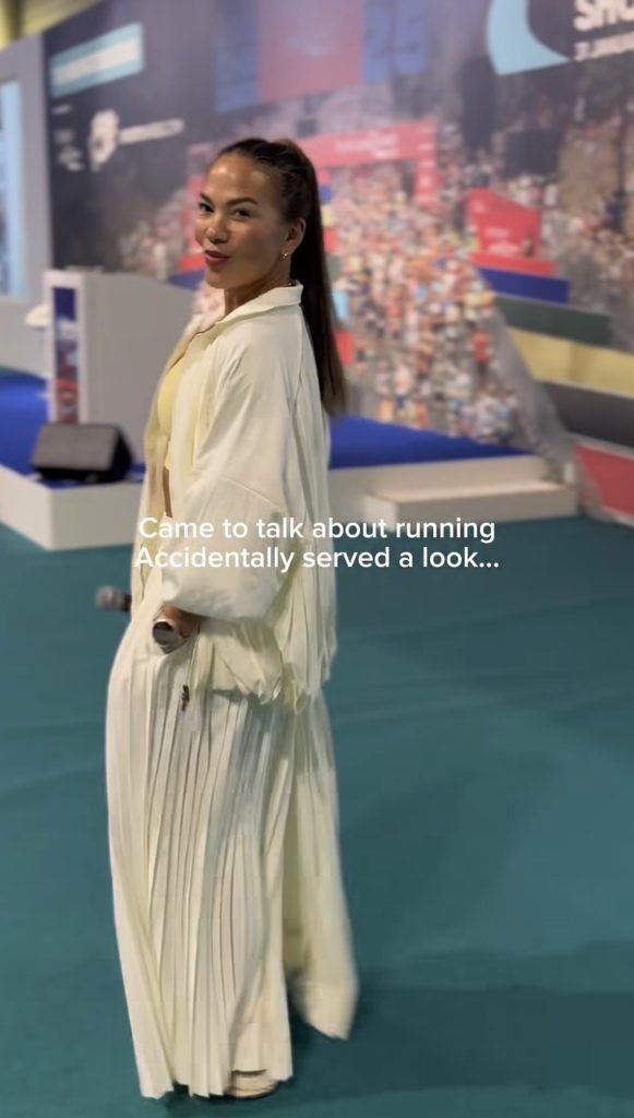 National Running Show host Susie Chan in a pleated ivory look near the event's marathon backdrop
IMG_4895.jpg Use this version for the Miles and Milestones graphic (if you want a second image in that section) National Running Show Miles and Milestones series graphic featuring Susie Chan
IMG_4893.jpg Skip Near-duplicate of IMG_4895.jpg, includes Instagram interface chrome around the image
That's four images placed directly against the four sections of the article (lead, snowy-year section, backstage section, community section), with IMG_4904 and IMG_4903 held back as optional extras and IMG_4893 dropped as a duplicate.