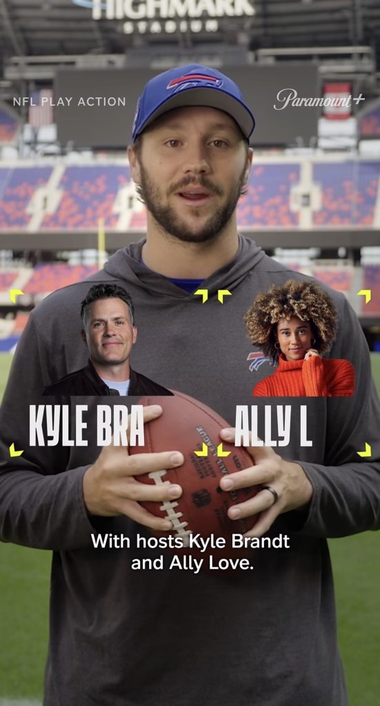 Ally Love NFL Play Action co-hosts Kyle Brandt and Ally Love