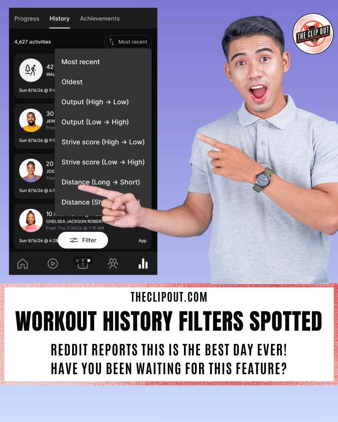 Peloton Workout History Filters Spotted in the App