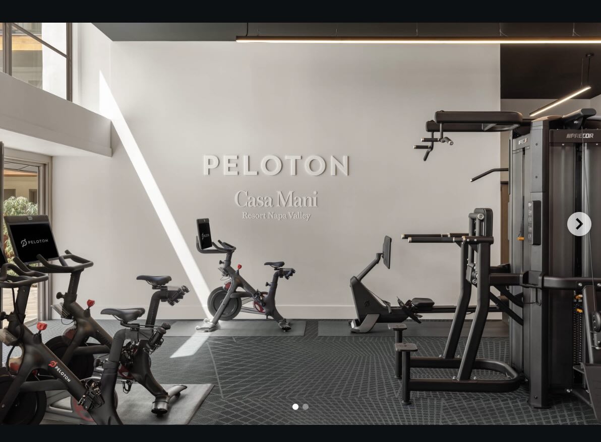 Peloton Spaces fitness center inside Casa Mani Resort Napa Valley wellness wing