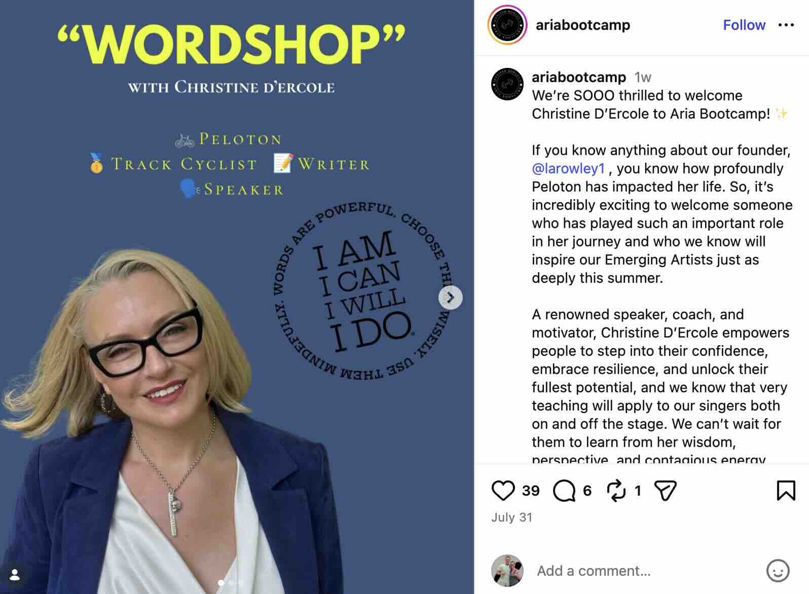 Christine D'Ercole Wordshop session with opera singers at Aria Bootcamp