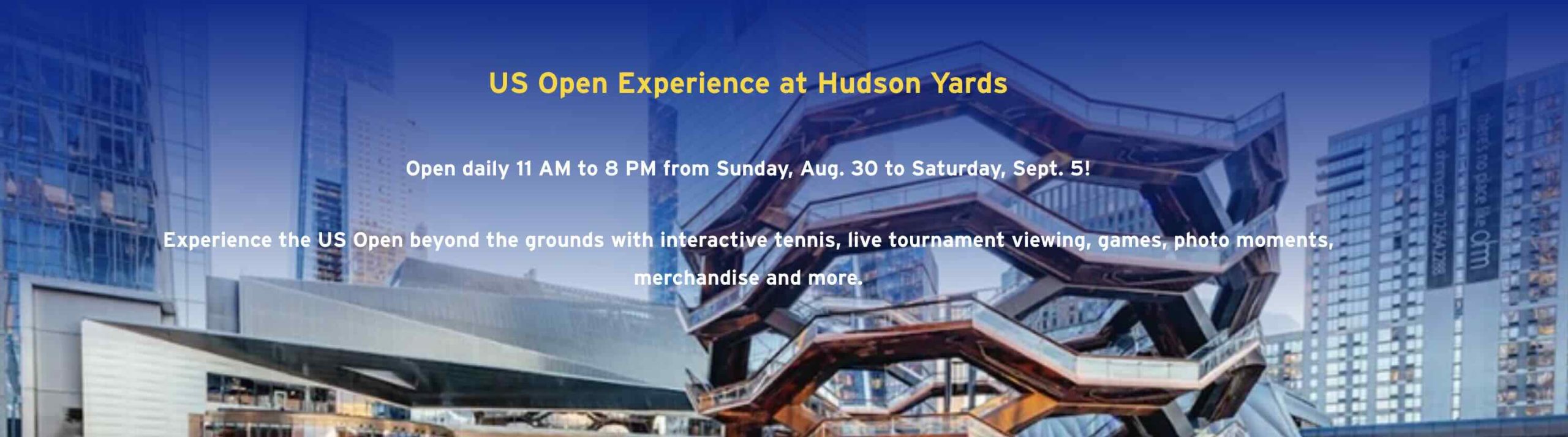 Peloton branded activation at the US Open Experience at Hudson Yards in New York City - website copy