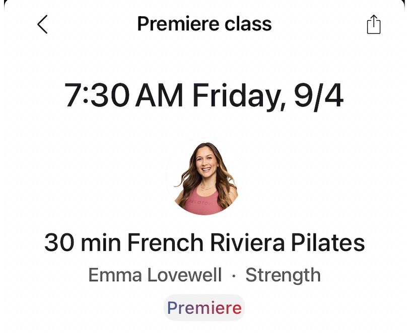 Peloton French Riviera classes Premiere schedule with Emma Lovewell and Katie Wang