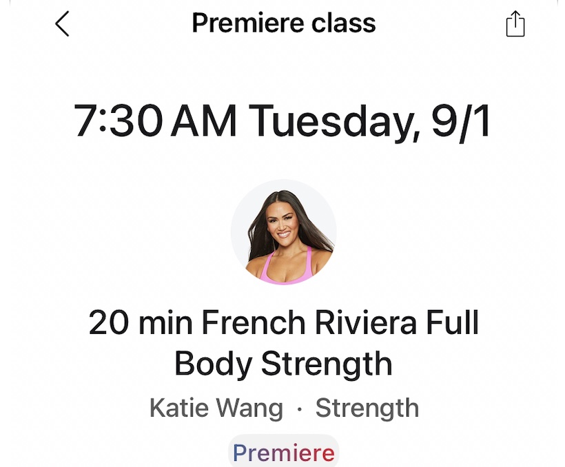 Peloton French Riviera classes Premiere schedule with Emma Lovewell and Katie Wang