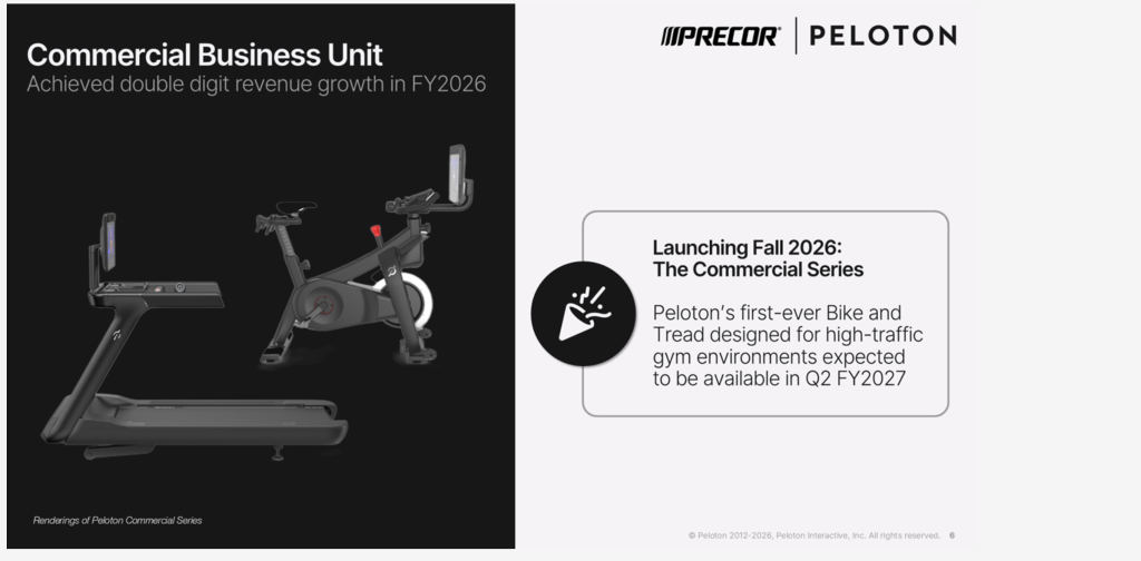 Peloton Q4 FY2026 earnings Commercial Series Bike and Tread launching fall 2026