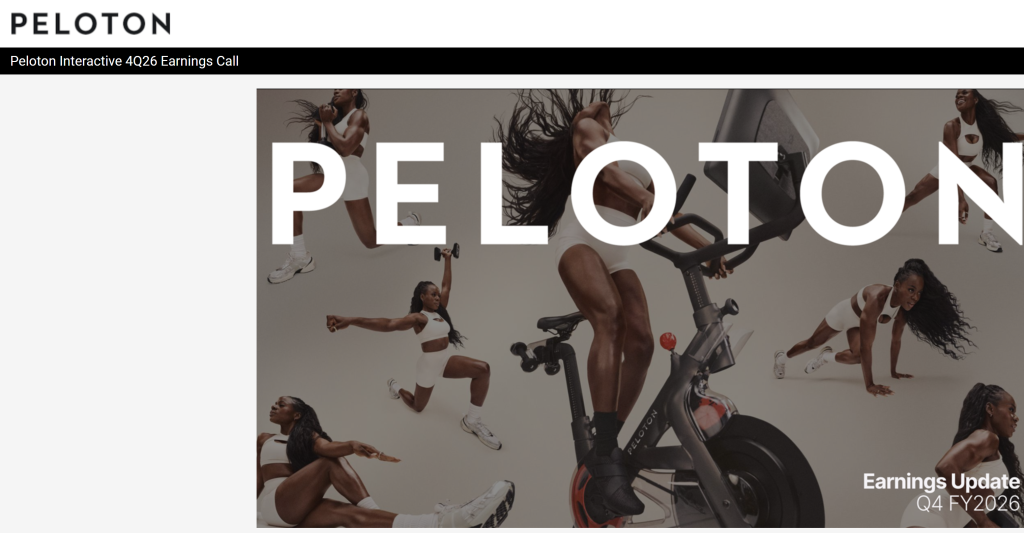 Peloton Q4 FY2026 earnings cover slide for the fiscal year 2026 update