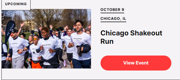 Peloton runners in white Peloton shirts jog and wave along a park path during a group run.