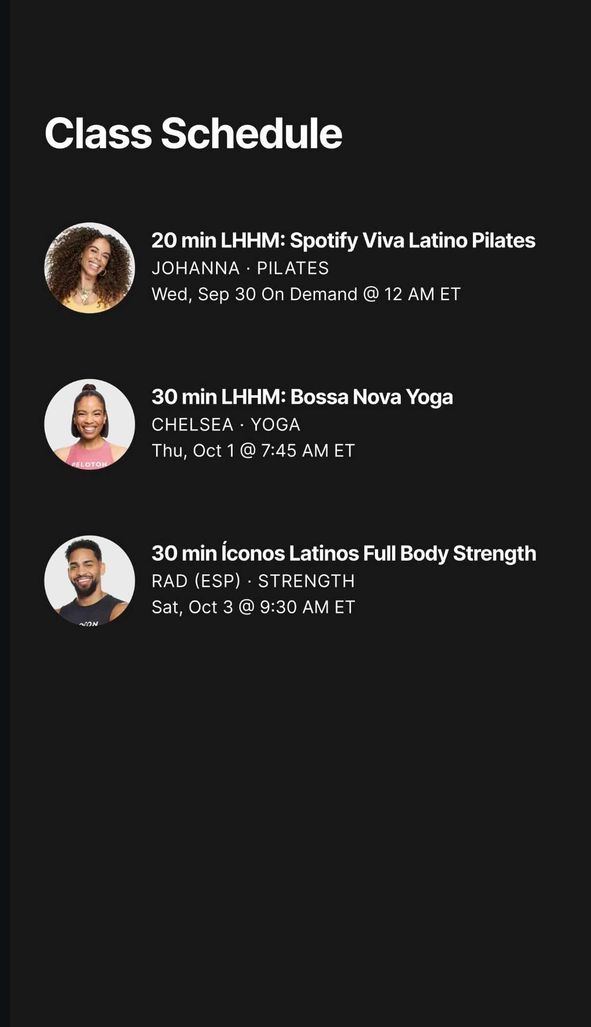 Spotify Viva Latino Pilates class with Johanna on Peloton for Latin Heritage History Month