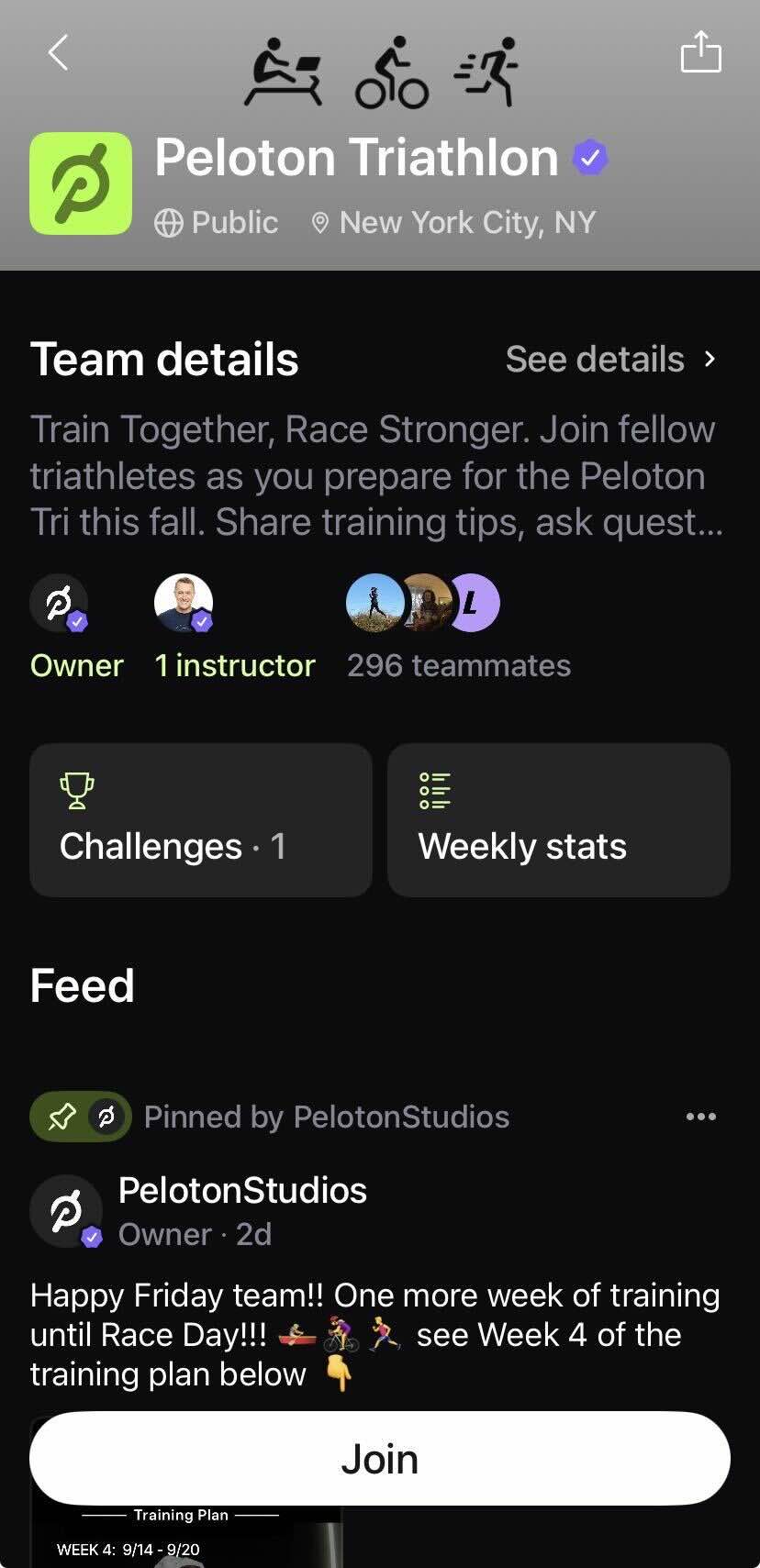 Peloton Tri Challenge Team