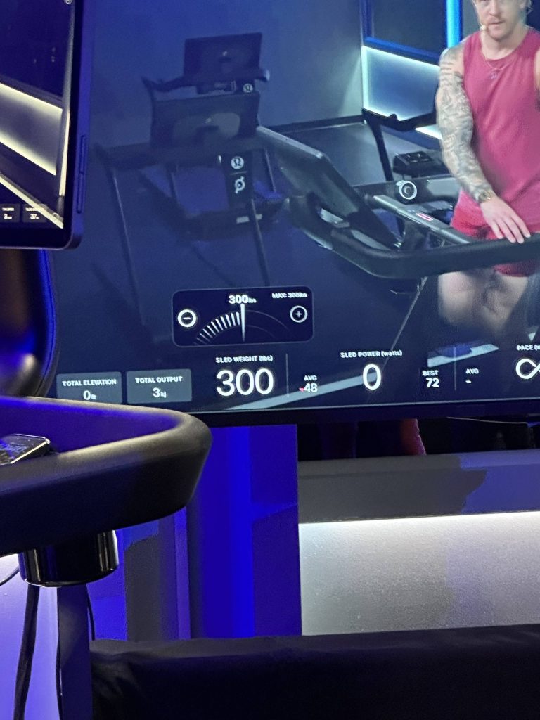 Sled Mode resistance settings on Peloton Tread+ Vision screen