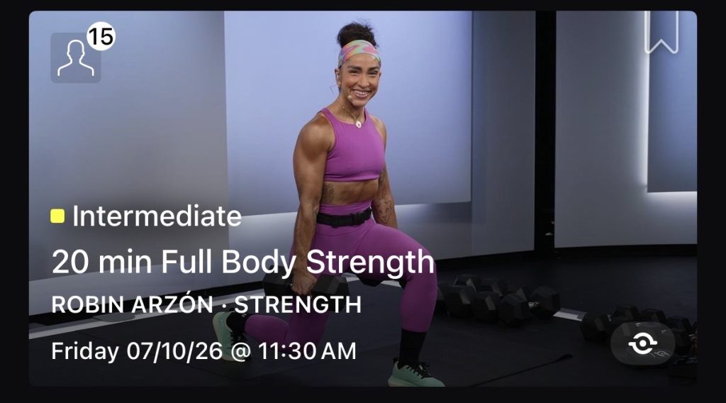 Robin Arzón 2 Day Strength Split September 4 Full Body Strength class card