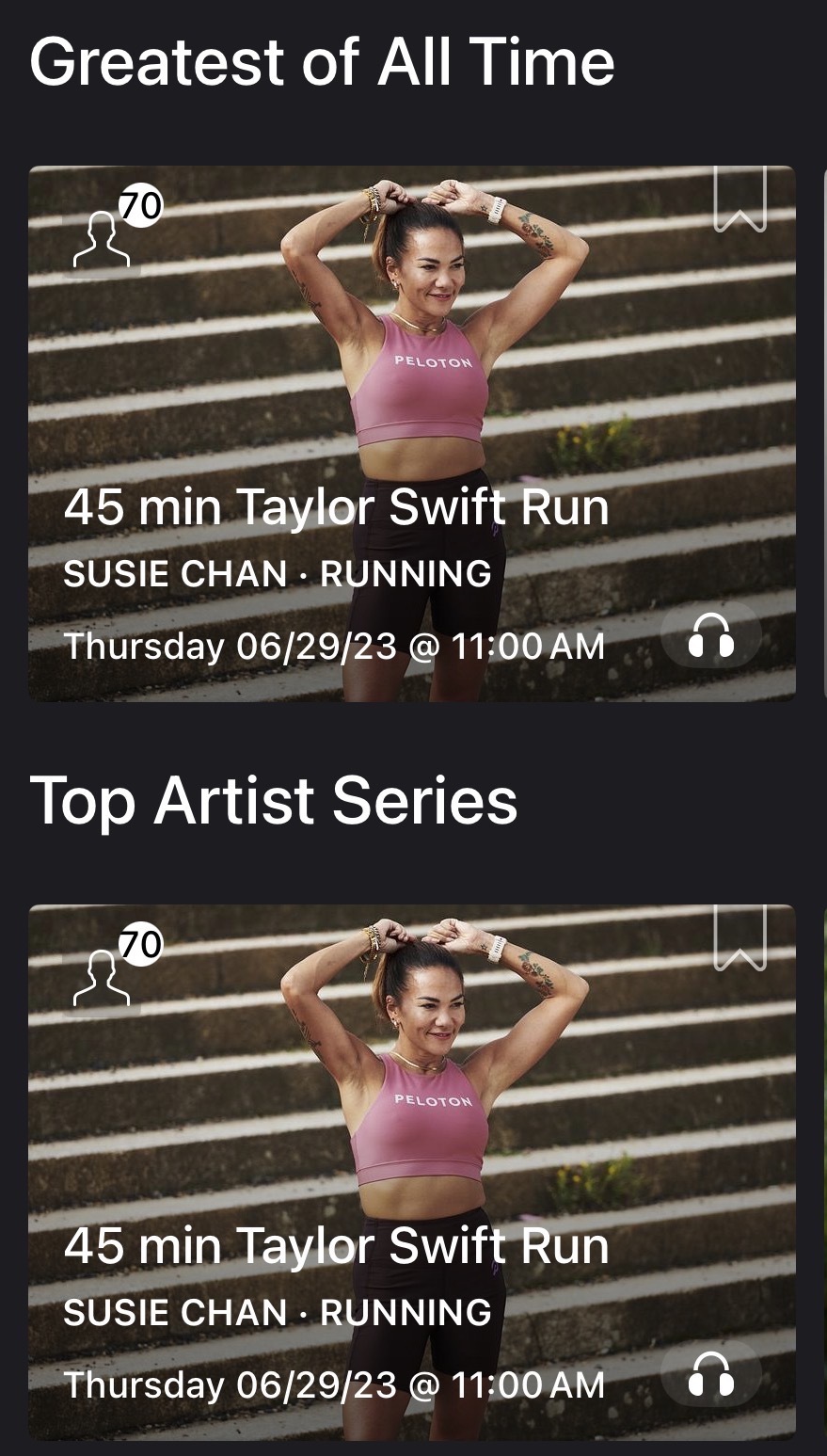 Susie Chan Peloversary collection cover, Susie's Greatest Hits on Peloton