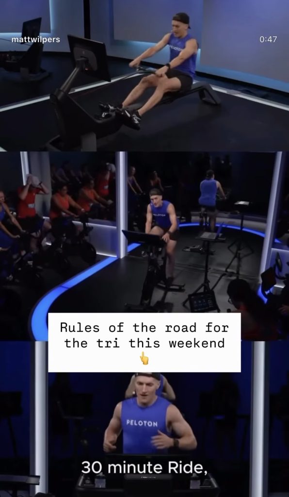 Peloton Tri 2026 format collage of Matt Wilpers teaching the Row, Ride and Run classes