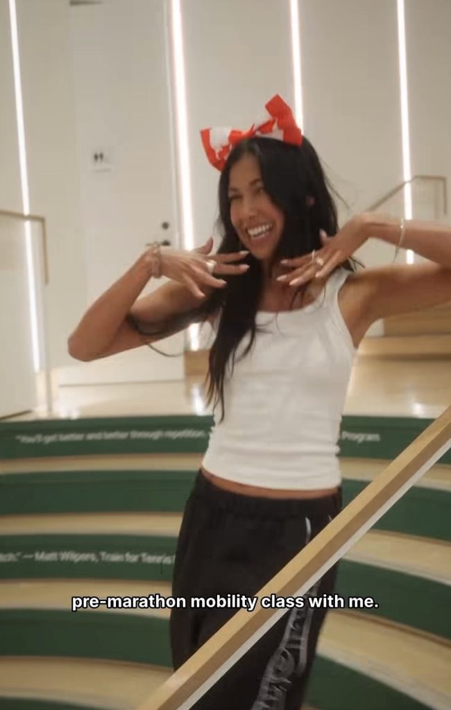 Toronto Waterfront Marathon pre-marathon mobility class announcement in the Peloton video