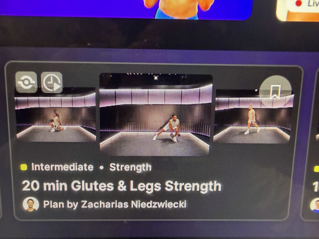 Peloton self paced workouts card for 20 min Glutes and Legs Strength with a plan by Zacharias Niedzwiecki