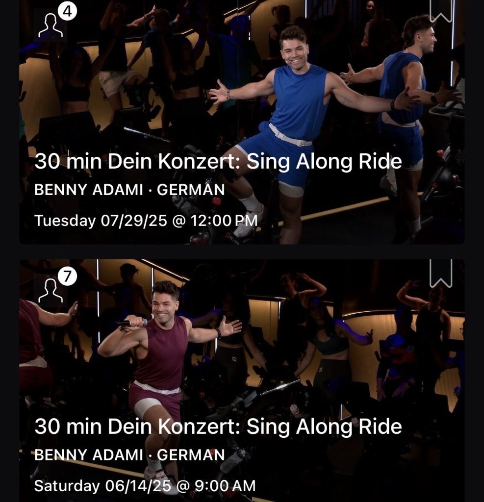 ABBA sing along ride series past classes showing Benny Adami teaching Dein Konzert Sing Along Rides in German