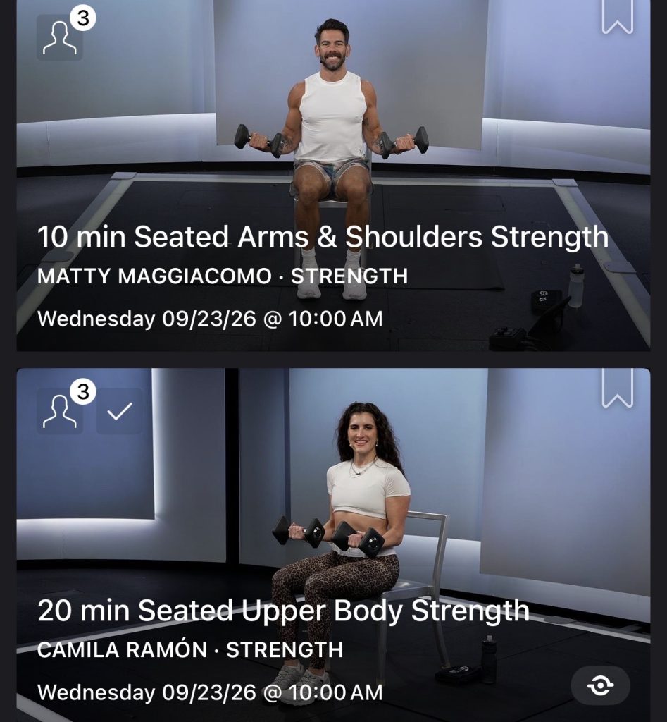 Seated Strength and Cardio dumbbell classes with Matty Maggiacomo