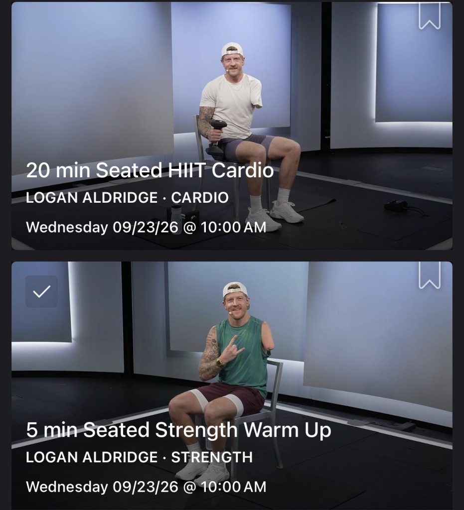 Seated Strength and Cardio HIIT and warm up classes with Logan Aldridge