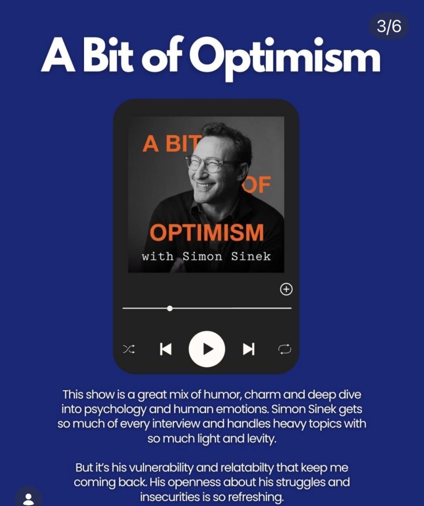 Andy Speer podcasts pick A Bit of Optimism with Simon Sinek