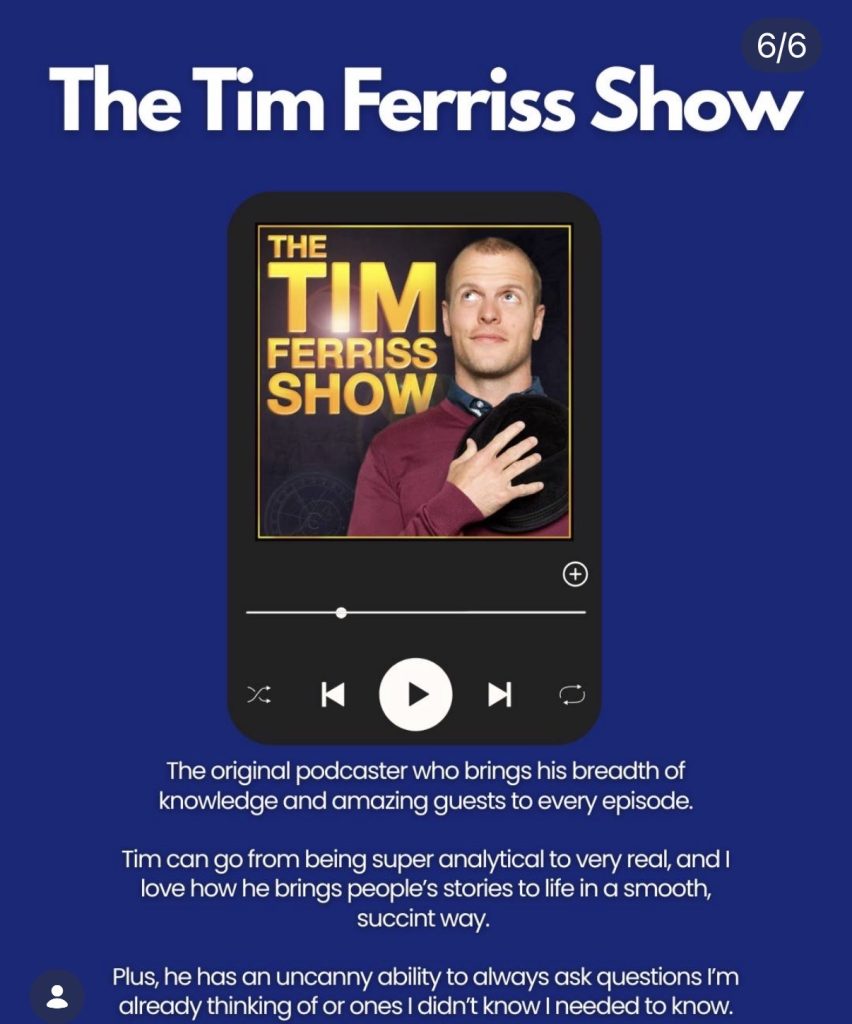 Andy Speer podcasts pick The Tim Ferriss Show with Tim Ferriss