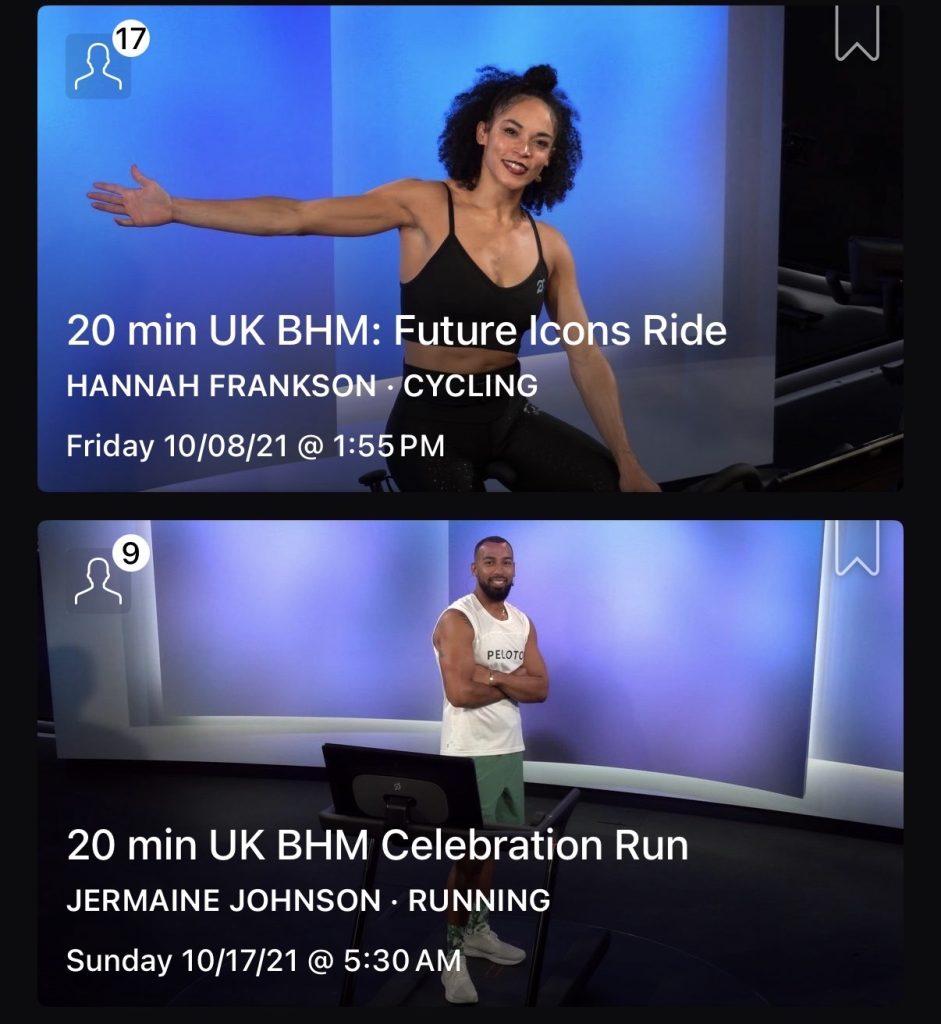 UK Black History Month Strength context showing the 2021 UK BHM Future Icons Ride with Hannah Frankson and UK BHM Celebration Run with Jermaine Johnson