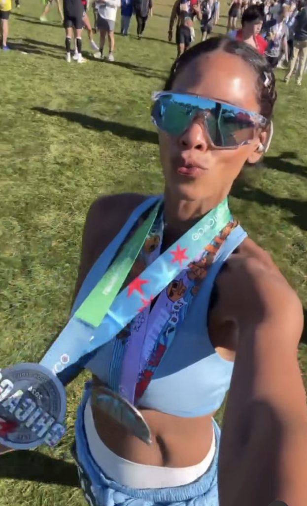 Peloton instructor races: Kirsten Ferguson shows her Chicago Half Marathon medal