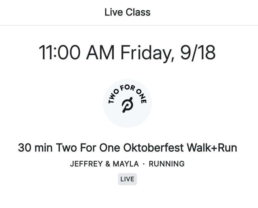 Peloton Oktoberfest 2-for 1 Class