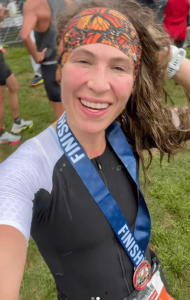 Selena Samuela after Toughman Tri finish with medal