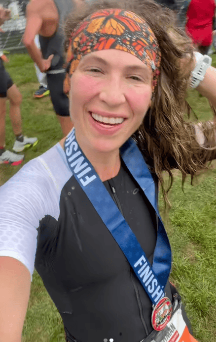 Selena Samuela after Toughman Tri finish with medal