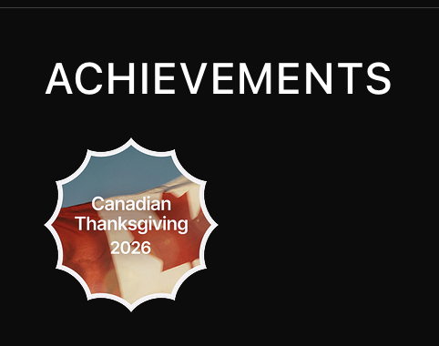 Peloton Canadian Thanksgiving 2026 achievement badge featuring the Canadian maple leaf flag