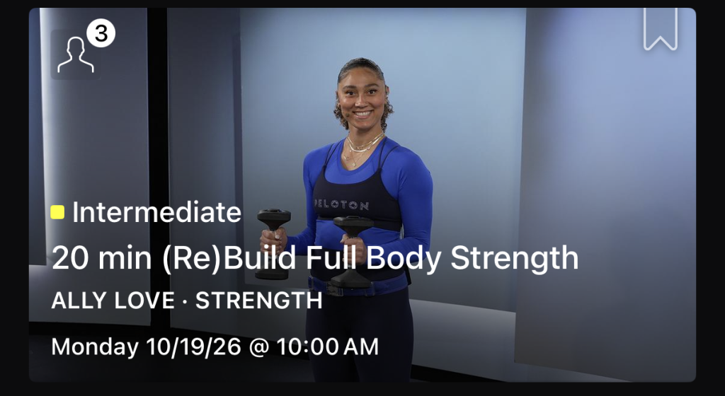 (Re)Build series class card for 20 min (Re)Build Full Body Strength with Ally Love, rated Intermediate