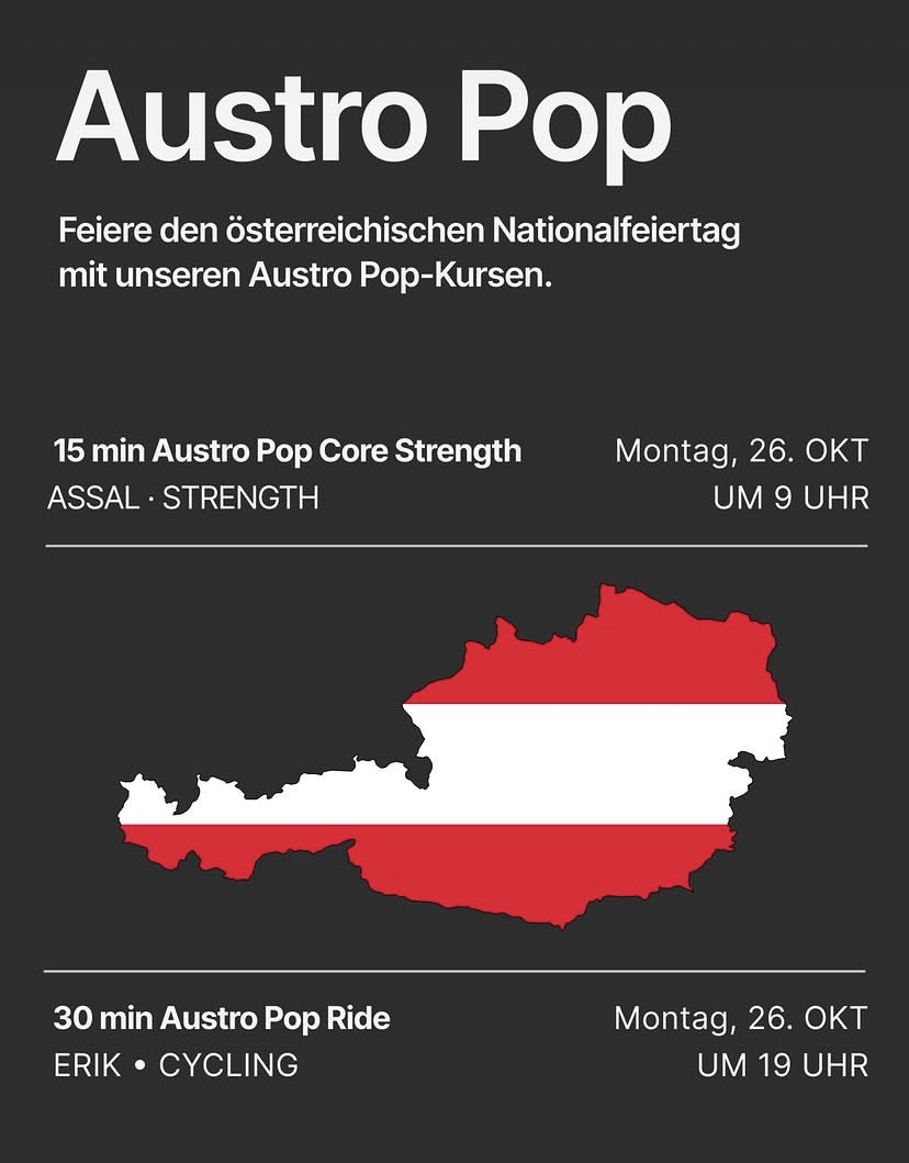 Peloton Austro Pop Austrian National Day class graphic