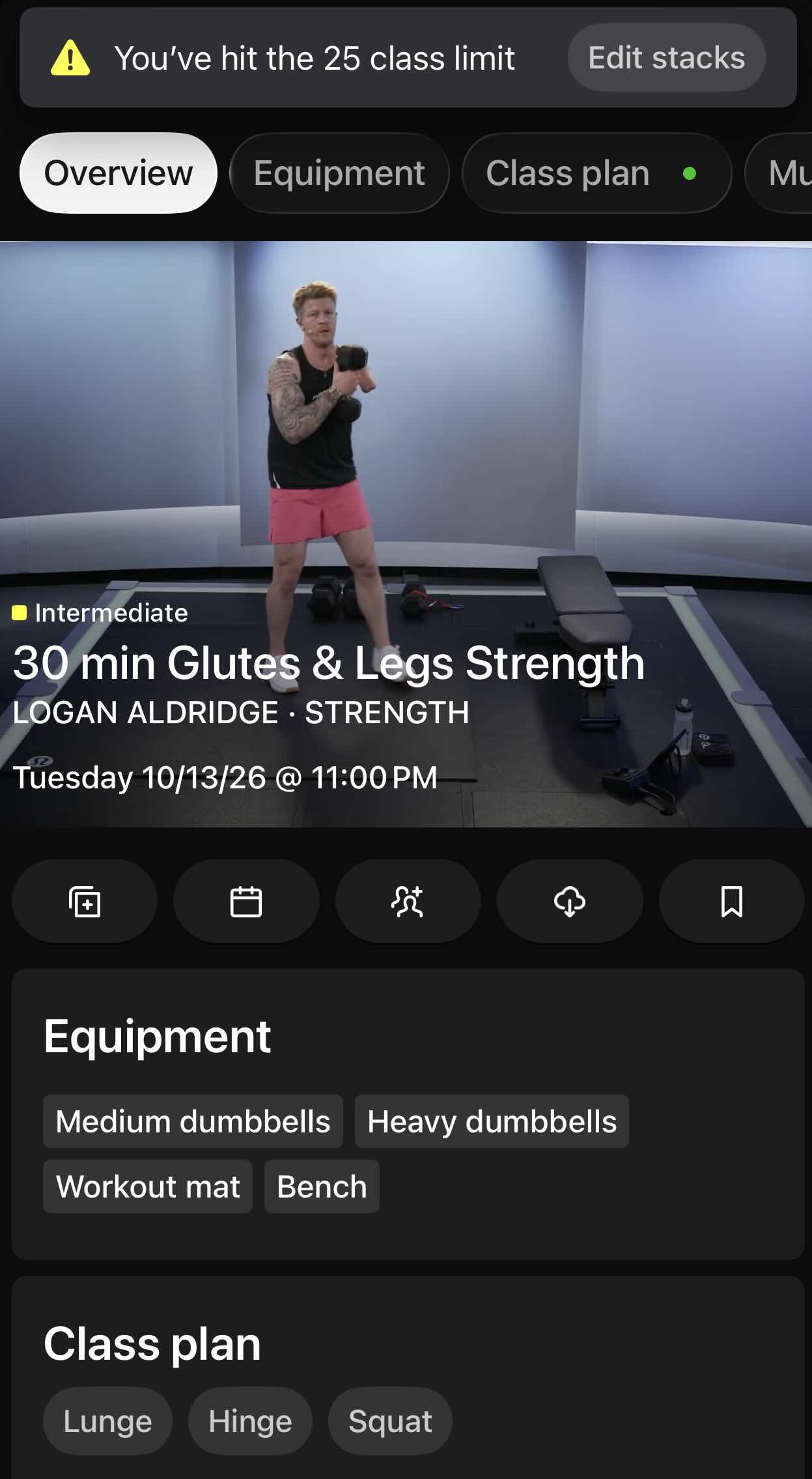 Peloton Stack Limit app view