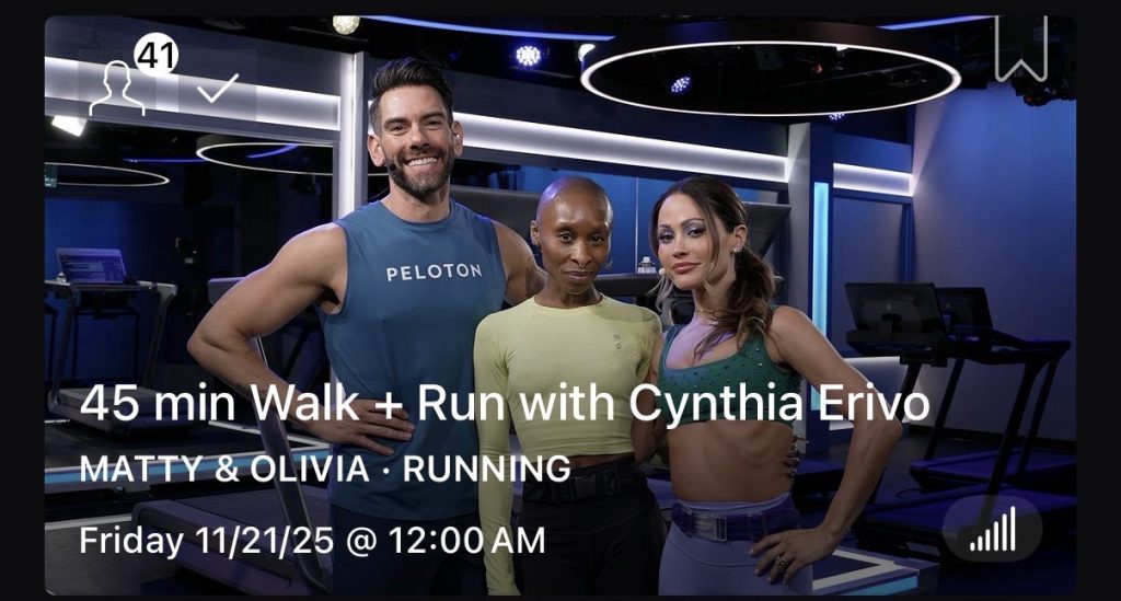 Matty Maggiacomo Broadway guest class with Cynthia Erivo and Olivia in the Peloton Tread studio