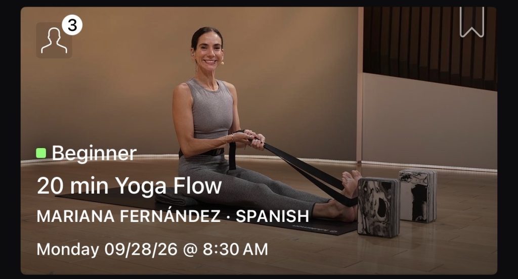 Tania y Abraham Violins music featured in Mariana Fernández Beginner 20 min Yoga Flow in Spanish on Peloton