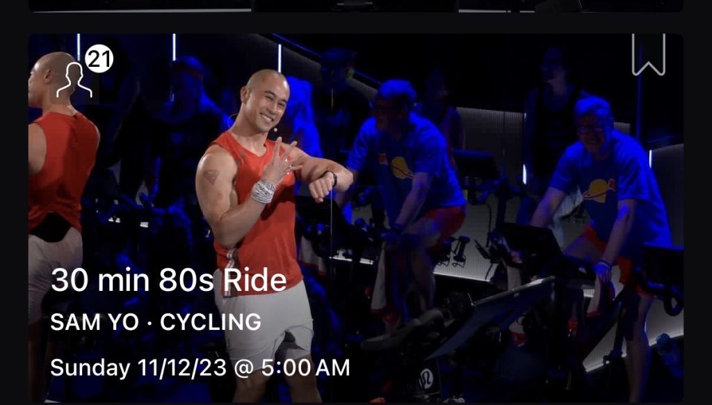Sam Yo Video Store Ride, May 2, 2026 30 min 80s Ride with Sam Yo in an orange Peloton tank