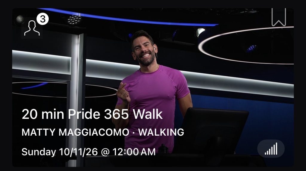 National Coming Out Day classes Matty Maggiacomo 20 min Pride 365 Walk on the Peloton Tread