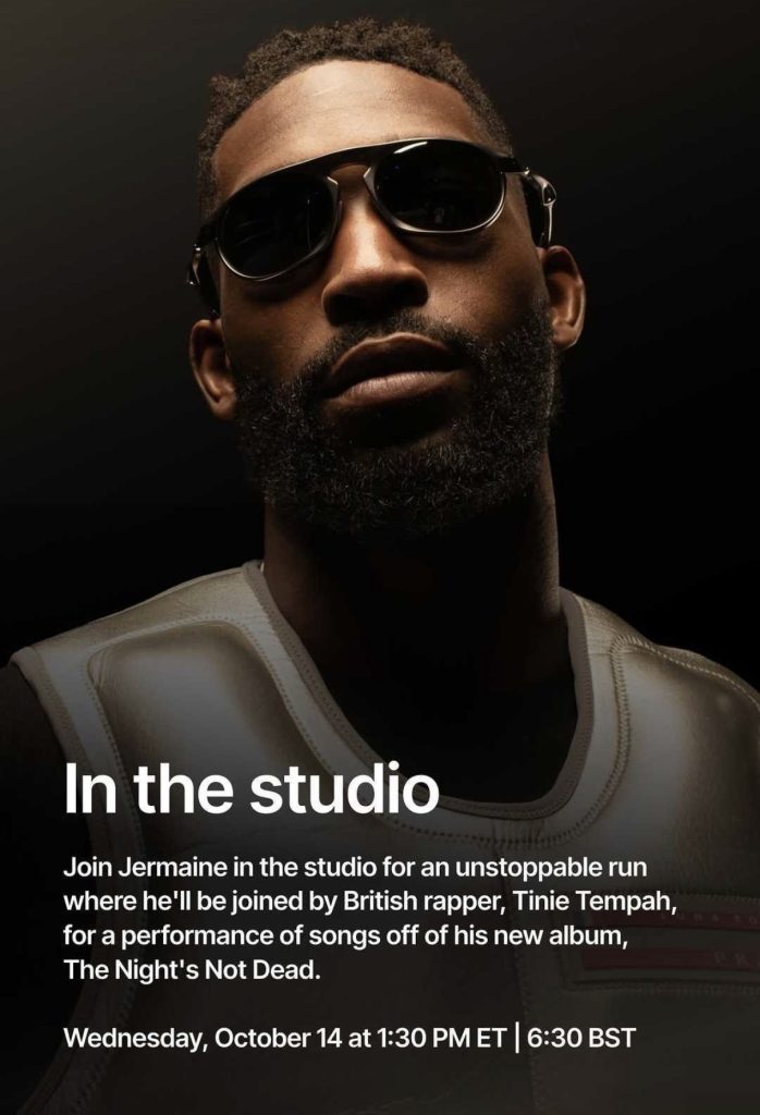 Tinie Tempah Peloton in studio promo for the run with Jermaine Johnson
