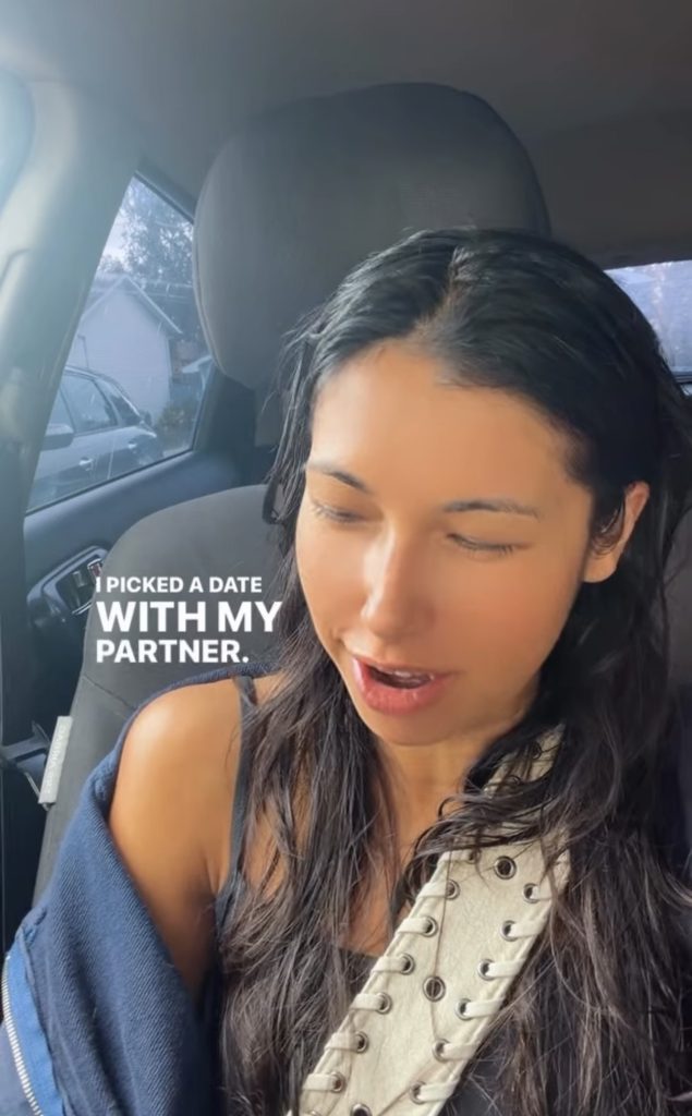 Greta Dopp wedding news shared in an Instagram story, caption “I picked a date with my partner”