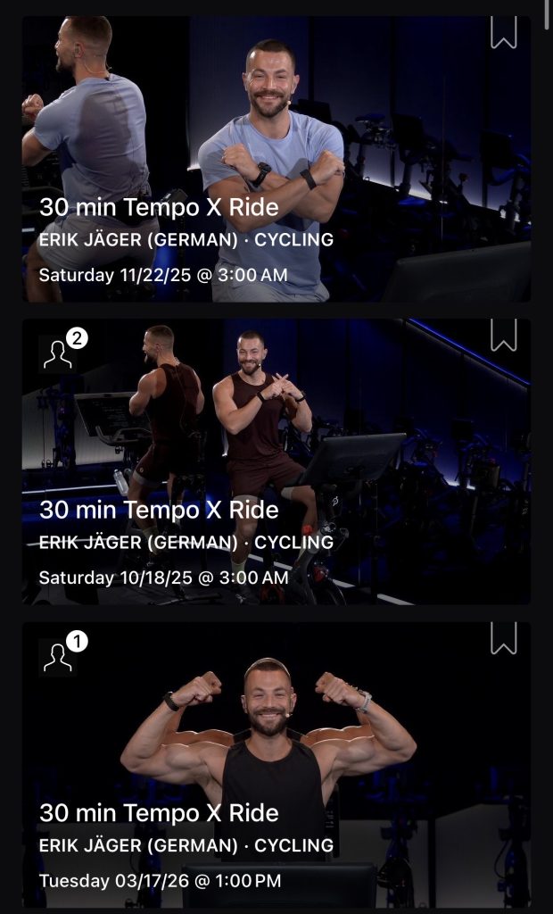 The Tempo X Ride collection in the Peloton App currently holds six classes, all filed under Cycling. Each one first aired on the following dates: • October 18, 2025 • November 22, 2025 • December 20, 2025 • January 13, 2026 • February 10, 2026 • March 17, 2026