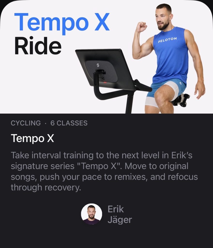 Tempo X Ride collection card describing original songs, remixes, and recovery with Erik Jäger
