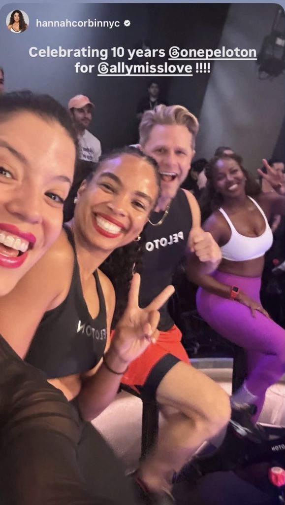 Ally Love Peloversary selfie from Hannah Corbin with instructors on bikes